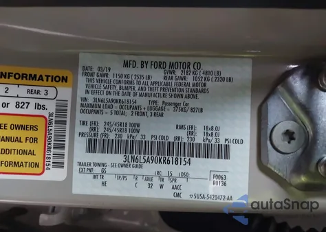 2019 Lincoln Mkz Standard z USA, uszkodzony, nr VIN 3LN6L5A90KR618154